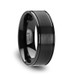 BLACKHEART Flat Brushed Finish Center Black Ceramic Wedding Band with Dual Offset Grooves and Polished Edges - 6mm & 8mm BLACKHEART Flat Brushed Finish Center Black Ceramic Wedding Band with Dual Offset Grooves and Polished Edges - 6mm & 8mm