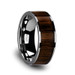 BOKKEN Flat Tungsten Wedding Band with Black Walnut Wood Inlay & Polished Edges - 6mm - 10mm BOKKEN Flat Tungsten Wedding Band with Black Walnut Wood Inlay & Polished Edges - 6mm - 10mm