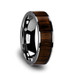BOKKEN Flat Tungsten Wedding Band with Black Walnut Wood Inlay & Polished Edges - 6mm - 10mm BOKKEN Flat Tungsten Wedding Band with Black Walnut Wood Inlay & Polished Edges - 6mm - 10mm