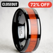 BOSULU Black Ceramic Wood Ring with Polished Bevels and Padauk Real Wood Inlay - 6 mm - 10 mm