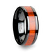 BOSULU Black Ceramic Wood Ring with Polished Bevels and Padauk Real Wood Inlay - 6 mm - 10 mm