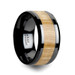 FILMORE Black Ceramic Ring with Polished Bevels and Ash Wood Inlay - 6 mm - 10 mm FILMORE Black Ceramic Ring with Polished Bevels and Ash Wood Inlay - 6 mm - 10 mm