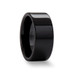 FRAENER Pipe Cut Polish Finished Black Ceramic Wedding Ring - 4mm - 12mm