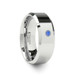 KENSINGTON Blue Diamond Tungsten Carbide Ring with Bevels - 6mm & 8mm KENSINGTON Blue Diamond Tungsten Carbide Ring with Bevels - 6mm & 8mm