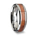 KHAYA Tungsten Band with Polished Bevels and Exotic Mahogany Hard Wood Inlay - 4mm - 10mm KHAYA Tungsten Band with Polished Bevels and Exotic Mahogany Hard Wood Inlay - 4mm - 10mm