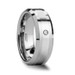 LEOPOLD Beveled Tungsten Ring with Silver Inlaid and Diamond - 6mm - 8mm