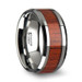 NARRA Tungsten Wood Ring with Polished Bevels and Padauk Real Wood Inlay - 6mm - 10mm NARRA Tungsten Wood Ring with Polished Bevels and Padauk Real Wood Inlay - 6mm - 10mm