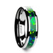 PHOTON Tungsten Wedding Band with Beveled Edges and Green Blue Opal Inlay - 6mm & 8mm PHOTON Tungsten Wedding Band with Beveled Edges and Green Blue Opal Inlay - 6mm & 8mm
