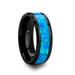 QUANTUM Blue & Green Opal Inlaid Black Ceramic Ring - 4mm - 10mm QUANTUM Blue & Green Opal Inlaid Black Ceramic Ring - 4mm - 10mm