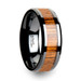 SAGON Wood Black Ceramic Ring with Polished Bevels and Teak Wood Inlay - 6mm - 10mm SAGON Wood Black Ceramic Ring with Polished Bevels and Teak Wood Inlay - 6mm - 10mm