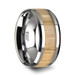 SAMARA Tungsten Ring with Polished Bevels and Ash Wood Inlay - 6mm - 10mm