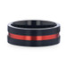 BLAZE Titanium Red Aluminum Groove Brushed Center Wedding Ring - Flat Brushed Comfort Fit - 8mm