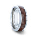 CARY Titanium Black Walnut Wood Inlaid Domed Wedding Ring - Polished Beveled Comfort Fit- 8mm