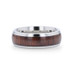 CARY Titanium Black Walnut Wood Inlaid Domed Wedding Ring - Polished Beveled Comfort Fit- 8mm