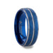 CARMEL Tungsten Carbide Blue Ion Plated Stepped Edges Wedding Ring - Faceted Center Comfort Fit - 8mm CARMEL Tungsten Carbide Blue Ion Plated Stepped Edges Wedding Ring - Faceted Center Comfort Fit - 8mm
