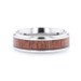 MELIA Titanium Mahogany Wood Inlaid Flat Wedding Ring - Polished Beveled Comfort Fit - 8mm MELIA Titanium Mahogany Wood Inlaid Flat Wedding Ring - Polished Beveled Comfort Fit - 8mm
