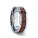 MELIA Titanium Mahogany Wood Inlaid Flat Wedding Ring - Polished Beveled Comfort Fit - 8mm MELIA Titanium Mahogany Wood Inlaid Flat Wedding Ring - Polished Beveled Comfort Fit - 8mm