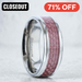 DOMINIQUE Titanium Pink Carbon Fiber Inlaid Flat Wedding Ring - Beveled Polished Comfort Fit - 8mm