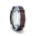 SEQUIOA Titanium Red Wood Inlaid Flat Wedding Ring - Polished Beveled Comfort Fit - 8mm SEQUIOA Titanium Red Wood Inlaid Flat Wedding Ring - Polished Beveled Comfort Fit - 8mm