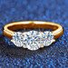 3 Stone Moissanite Ring - 2 Carats tw - Gold-plated Sterling Silver 3 Stone Moissanite Ring - 2 Carats tw - Gold-plated Sterling Silver