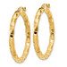 Gold Hoop Earrings 14k Yellow Gold Polished/Textured Post Hoop Earring 2mm Thickness