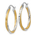 Gold Hoop Earrings 14k Yellow Gold & Rhodium Diamond-cut Twisted Hoop Earrings 2.5mm Thickness