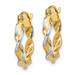 Gold Hoop Earrings 14k w/ White Rhodium Polished Fancy Twisted Hoop Earrings  2.75mm Thickness