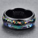 Baron-Camrose-Abalone-Shell-and-Opal-Inlay-8mm-Comfort-Fit-Black-Tungsten-Wedding-Band-Horizontal-View Baron-Camrose-Abalone-Shell-and-Opal-Inlay-8mm-Comfort-Fit-Black-Tungsten-Wedding-Band-Horizontal-View