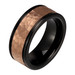 Hammered-Rose-Gold-Plated-Center-Polished-Edges-Black-Tungsten-8mm-Comfort-Fit-Wedding-Band-Side-View1 Hammered-Rose-Gold-Plated-Center-Polished-Edges-Black-Tungsten-8mm-Comfort-Fit-Wedding-Band-Side-View1