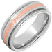 Serinium-Hammered-Design-8mm-Grooved-Edge-and-2mm-14K-Rose-Gold-Inlay-Wedding-Band-Side-View1 Serinium-Hammered-Design-8mm-Grooved-Edge-and-2mm-14K-Rose-Gold-Inlay-Wedding-Band-Side-View1