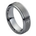 Tungsten-Ring-Flat-Brushed-Center-with-Cross-Design-and-Stepdown-Polished-Edges-7mm-Wedding-Band-Full-View Tungsten-Ring-Flat-Brushed-Center-with-Cross-Design-and-Stepdown-Polished-Edges-7mm-Wedding-Band-Full-View