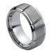 Tungsten-Ring-Brushed-Finish-with-Diagonal-Cut-Grooves-Stepdown-Edges-9mm-Wedding-Band-Full-View Tungsten-Ring-Brushed-Finish-with-Diagonal-Cut-Grooves-Stepdown-Edges-9mm-Wedding-Band-Full-View