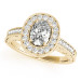 Oval Diamond Engagement Halo Milgrain Leaf Design 1/2-Carat 1-Carat to 3-Carats in 14K 18K White Yellow Gold or Platinum