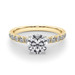 Diamond Engagement Ring Single Row Pave Band 1/2-Carat 1-Carat to 2.50-Carat Center 14K 18K White Yellow Gold or Platinum