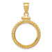 Wideband Distinguished Gold Coin Bezel Pendant Mounting - 16.5mm - 32.7mm Coin Size - 10K Yellow Gold - Polished Diamond-cut Casted Rope - Screw Top with Bail