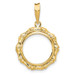 Wideband Distinguished Gold Coin Bezel Pendant Mounting - 14mm - 18mm Coin Size - 14K Yellow Gold - Polished and Textured Bamboo - Prong Set Top with Bail Wideband Distinguished Gold Coin Bezel Pendant Mounting - 14mm - 18mm Coin Size - 14K Yellow Gold - Polished and Textured Bamboo - Prong Set Top with Bail