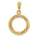 Wideband Distinguished Gold Coin Bezel Pendant Mounting - 13mm - 39.5mm Coin Size - 14K Yellow Gold - Polished Quadruple Twist and Diamond-cut - Prong with Bail Wideband Distinguished Gold Coin Bezel Pendant Mounting - 13mm - 39.5mm Coin Size - 14K Yellow Gold - Polished Quadruple Twist and Diamond-cut - Prong with Bail