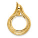 Wideband Distinguished Gold Coin Bezel Pendant Mounting - 14mm - 18mm Coin Size - 14K Yellow Gold - Polished Curved Teardrop - Prong Set with Bail Wideband Distinguished Gold Coin Bezel Pendant Mounting - 14mm - 18mm Coin Size - 14K Yellow Gold - Polished Curved Teardrop - Prong Set with Bail