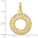 Wideband Distinguished Gold Coin Bezel Pendant Mounting - 13mm - 39.5mm Coin Size in mm - 14K Yellow Gold - Polished Scroll Design with Rope Edge - Prong Set  with Bail Wideband Distinguished Gold Coin Bezel Pendant Mounting - 13mm - 39.5mm Coin Size in mm - 14K Yellow Gold - Polished Scroll Design with Rope Edge - Prong Set  with Bail