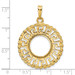 Wideband Distinguished Gold Coin Bezel Pendant Mounting - 13mm - 37mm Coin Size in mm - 14K Yellow Gold - Polished Diamond Cut Greek Key with Rope Border - Prong Set with Bail Wideband Distinguished Gold Coin Bezel Pendant Mounting - 13mm - 37mm Coin Size in mm - 14K Yellow Gold - Polished Diamond Cut Greek Key with Rope Border - Prong Set with Bail