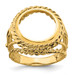 Wideband Distinguished Gold Coin Bezel Ring - 13mm - 17.8mm Coin Size in mm - 14K Yellow Gold - Ladies' Polished Double Twisted Wire - Coin Bezel Ring Wideband Distinguished Gold Coin Bezel Ring - 13mm - 17.8mm Coin Size in mm - 14K Yellow Gold - Ladies' Polished Double Twisted Wire - Coin Bezel Ring