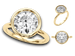 Roy Rose 18K Yellow Gold 3 Carat Round Diamond Solitaire Bezel Set Engagement Ring - Modern Minimalist Bridal Setting - Secure Bezel Design With Ring Size 4 - 10