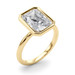 Roy Rose Jewelry 18K Yellow Gold 3 Carat Radiant Diamond Solitaire Bezel Set Engagement Ring - Modern Minimalist Bridal Setting - Secure Bezel Design With Ring Size 4 - 10