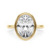 Roy Rose Jewelry 18K Yellow Gold 3 Carat Oval Diamond Solitaire Bezel Set Engagement Ring - Modern Minimalist Bridal Setting - Secure Bezel Design With Ring Size 4 - 10