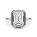 Roy Rose Jewelry 14K White Gold 3 Carat Emerald Diamond Solitaire Bezel Set Engagement Ring - Modern Minimalist Bridal Setting - Secure Bezel Design With Ring Size 4 - 10