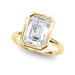 Roy Rose Jewelry 18K Yellow Gold 3 Carat Emerald Diamond Solitaire Bezel Set Engagement Ring - Modern Minimalist Bridal Setting - Secure Bezel Design With Ring Size 4 - 10
