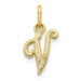 10K Yellow Gold Letter Initial V Charm - (A81-722)