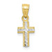 10K Yellow Gold & Rhodium Tiny Diamond-cut Cross Pendant - (A81-727)