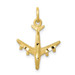 10K Yellow Gold Solid Satin Airplane Charm - (A81-818)