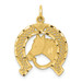 10K Yellow Gold Solid Flat-Backed Horsehead In Horseshoe Charm - (A81-967)